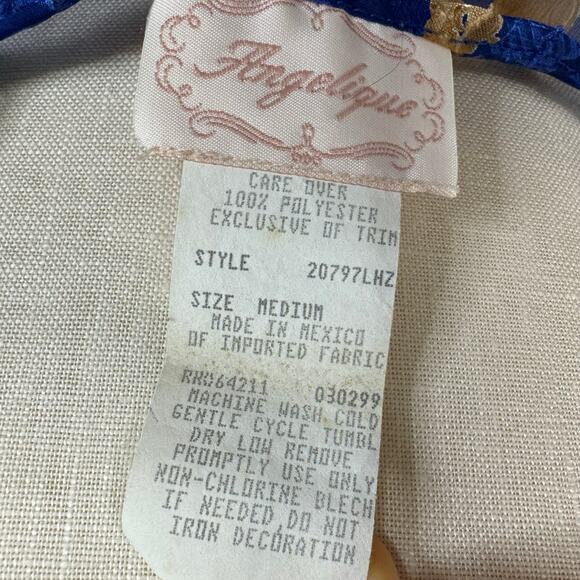 Vintage Sheer Night Grown Slip Dress Blue Floral V-Neck Size Medium - Picture 5 of 7